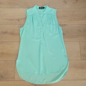 Fab'rik Women's Mint Green Sleeveless High Low Blouse Tunic Small Workwear